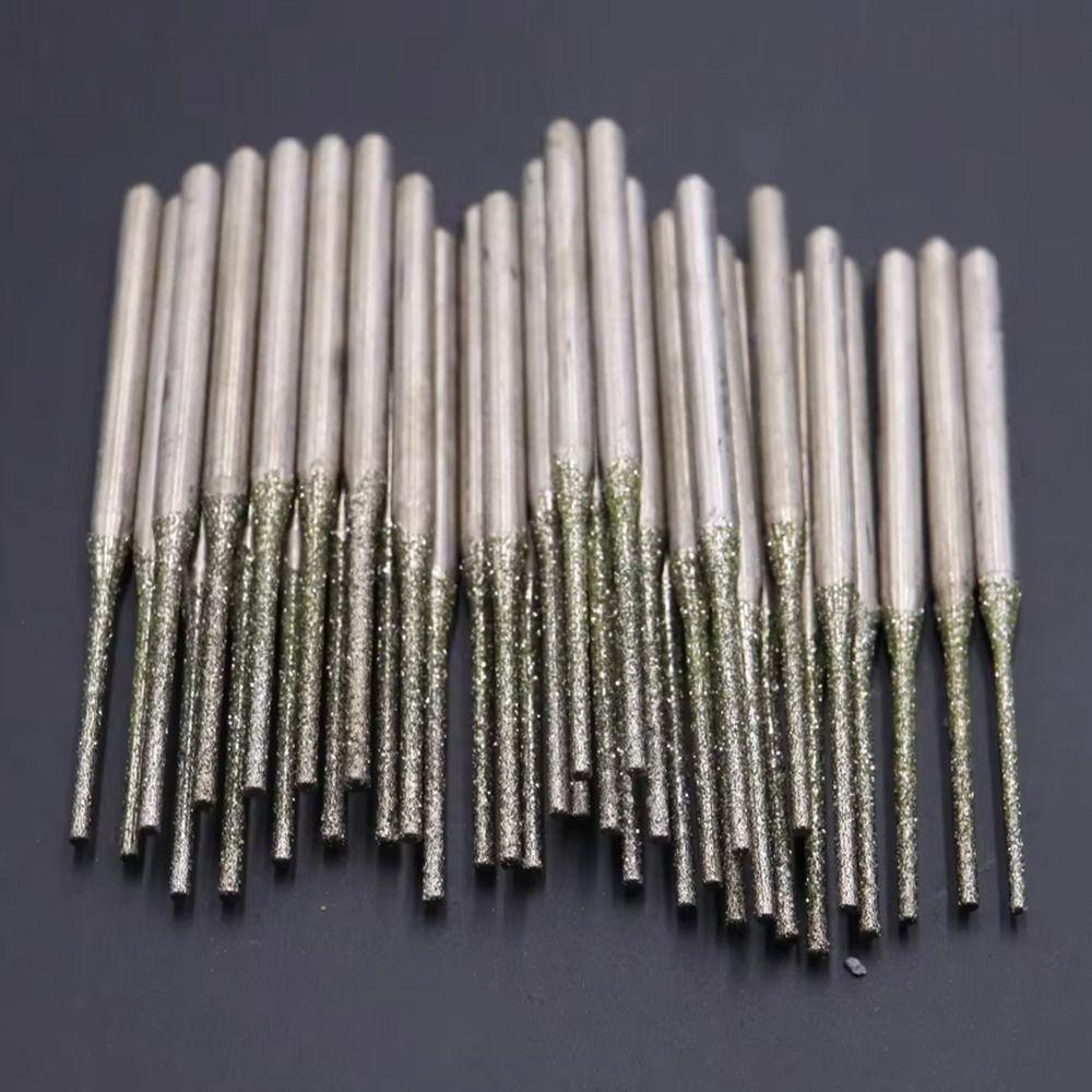 10Pcs 2.35mm Shank Diamond Coated Drill Bits Grinding Burr Bits  Glass Jade Amber Jewelry Diamond