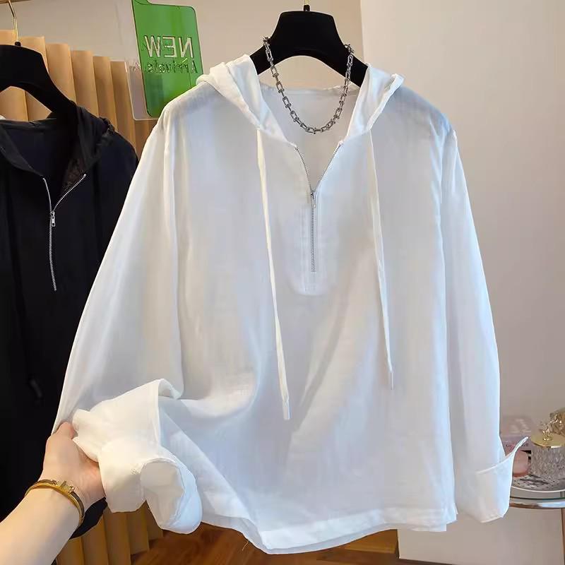 2026 Spring Korean Chic Half-Zip Hooded Sweatshirt for Women