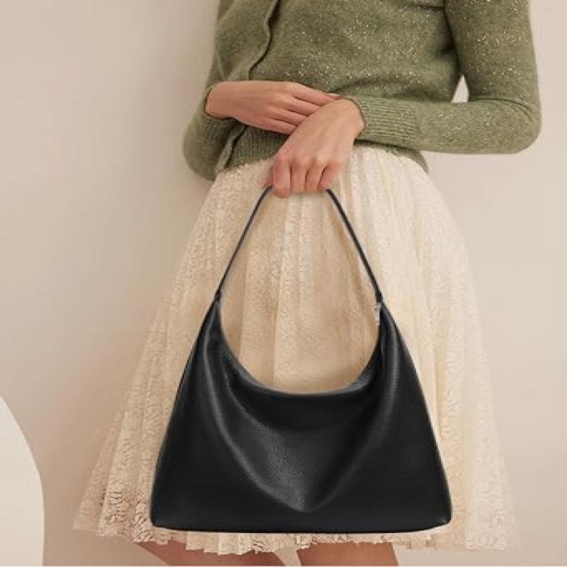 KALIDI Women's Handbag Shoulder Bag PU Leather Tote Bag Vintage Hobo Bag with Zipper Large Capacity for Work School Casual Daily