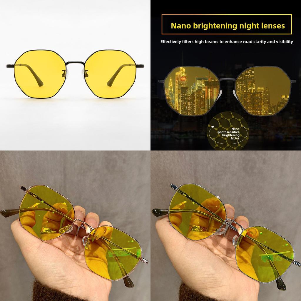 Night Driving Glasses With Yellow Pc Lenses For Men Business Commuting