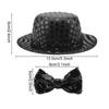 Fashionable Birthday Party Pet Dogs Cats Black Sequin Hat Cap Bow Tie Set Pet Supplies