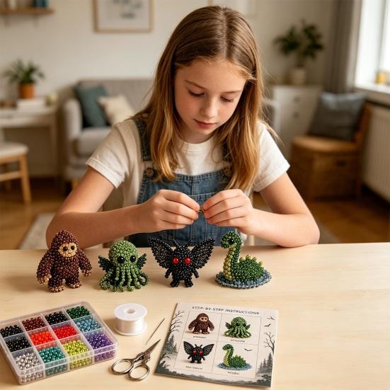 1 Set 3D Kralen Dieren DIY Kit, Kralen Dieren Kunst Ambachtelijke Kit met Instructies, Handgemaakte Insect Vogel Vleermuis Boerderijdier Kralen Kit voor Volwassenen Beginners