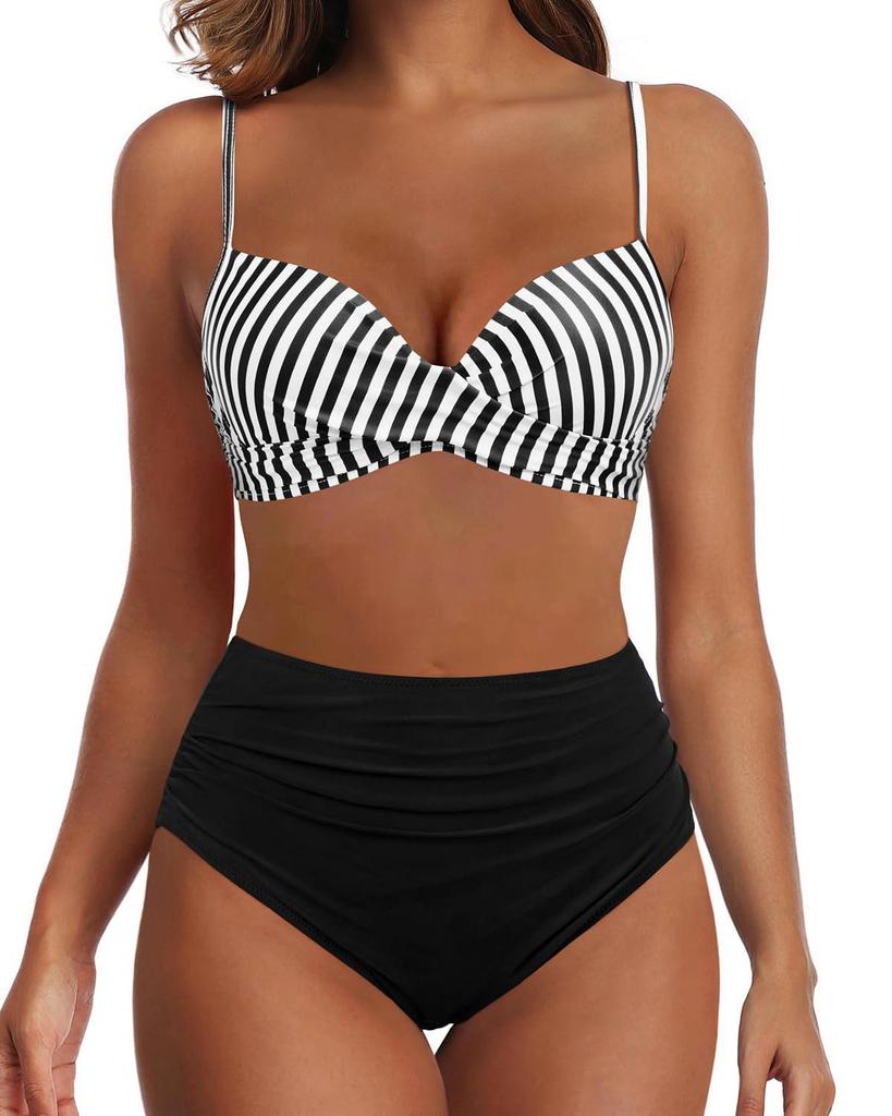 2024 European & American Sexy Hard Cup Underwire Bikini Swimsuit