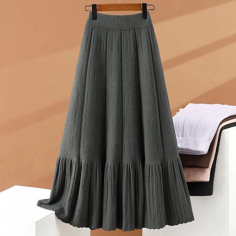 Rock für Damen Lässig Vielseitig Elastischer Hoher Bund Lange Weite Hose Dehnbar Slim Rock