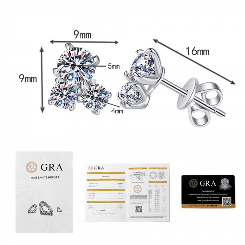 D Color Moissanite Stud Earrings Women Sterling Asymmetrical Geometric Design Lightweight Fashion Jewelry 925 Sterling Silver