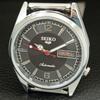 VINTAGE SEIKO 5 AUTOMATIC REFURBISHED JAPAN MENS BLACK DIAL WATCH a446352-1