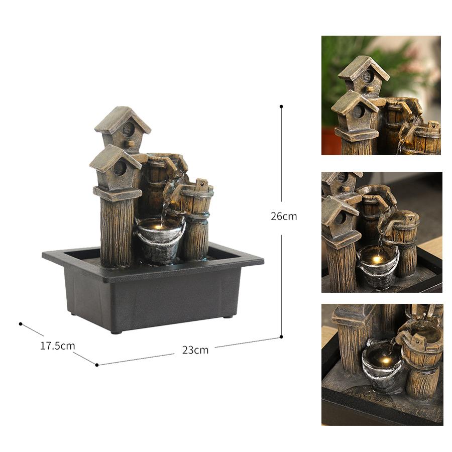 Mini Zen Tabletop Fountain - Relaxing LED Waterfall for Office Desk, Yoga Room & Feng Shui Decor