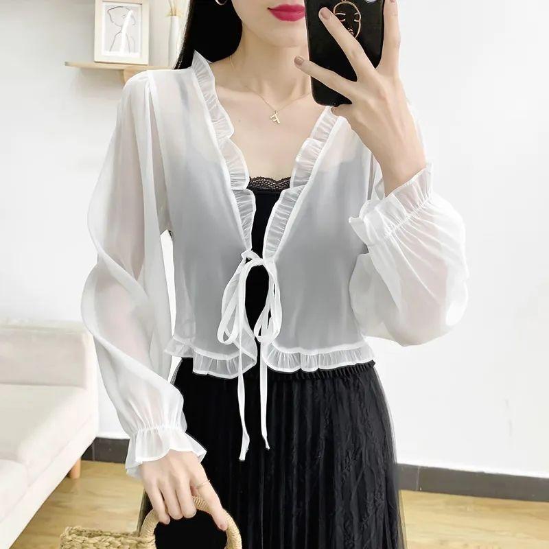 Summer Outdoor Chiffon Shawl Women's Short and Versatile Shoulder and Sun Protection Cardigan Top