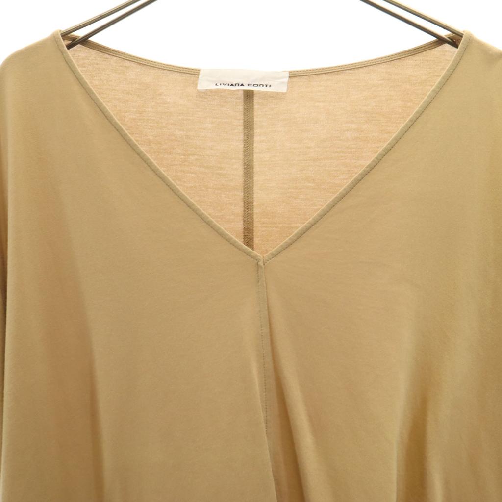 LIVIANA CONTI Made In Italy Short Sleeve V Neck Cut S Beige Women Used