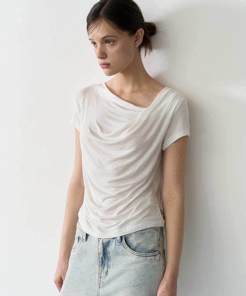 BIBYSEOB Twist Drape T-Shirt White [T62]