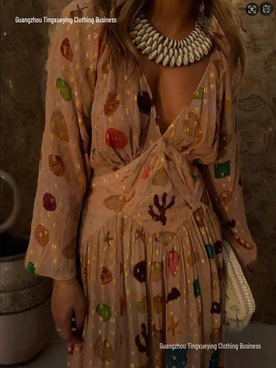 French Campanula Summer Chiffon Floral Dress, Five-Point Sleeves, Cool & Sweet Fairy Style