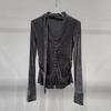 2025 Autumn Women's Slim V-Neck Single-Breasted Base Layer Shirt with Flowing Collar