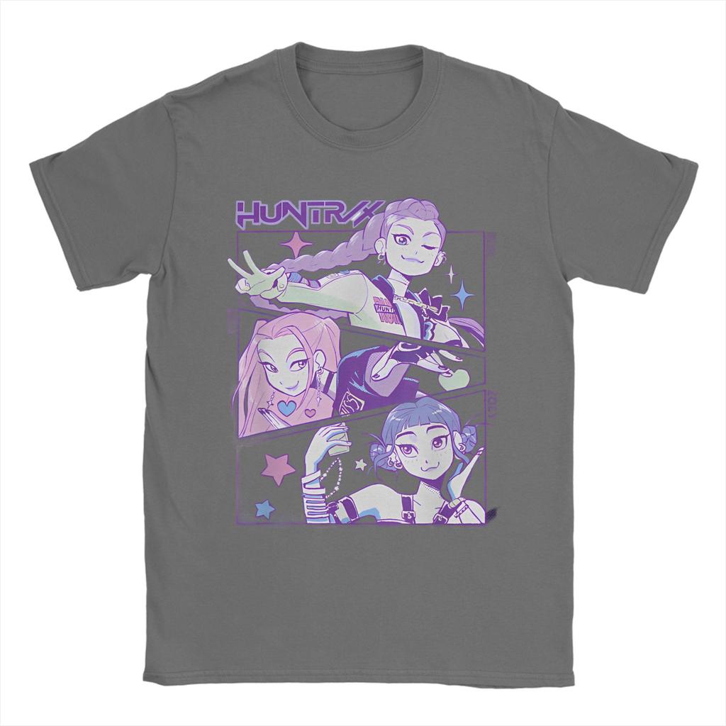 Huntrix Demon Hunters Tour Poster T Shirt Men Vintage 100 Cotton T-Shirts Summer Crew Neck Hip Hop Tee Shirt Oversized Clothing