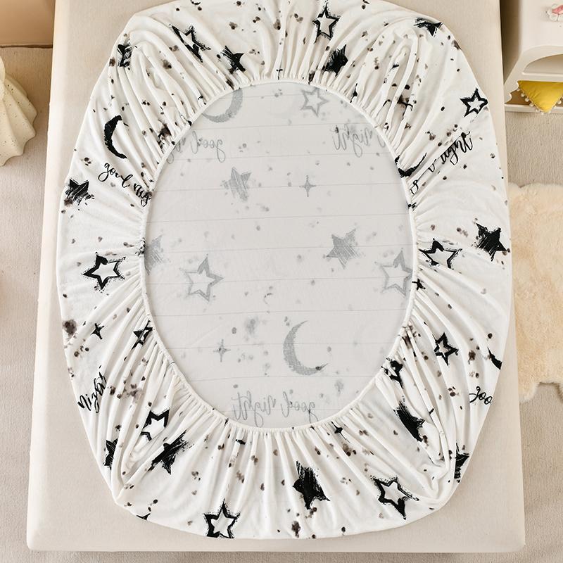 Winter Warm Fitted Sheet Stars Pinted Flannel Fleece Bed Sheet for Double Bed Queen/King Size All-inclusive Mattress Cover180