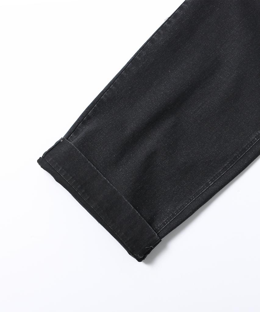 UCLA Unisex Single-Pleat Wide Denim Pants [Black] (Ubadp90)