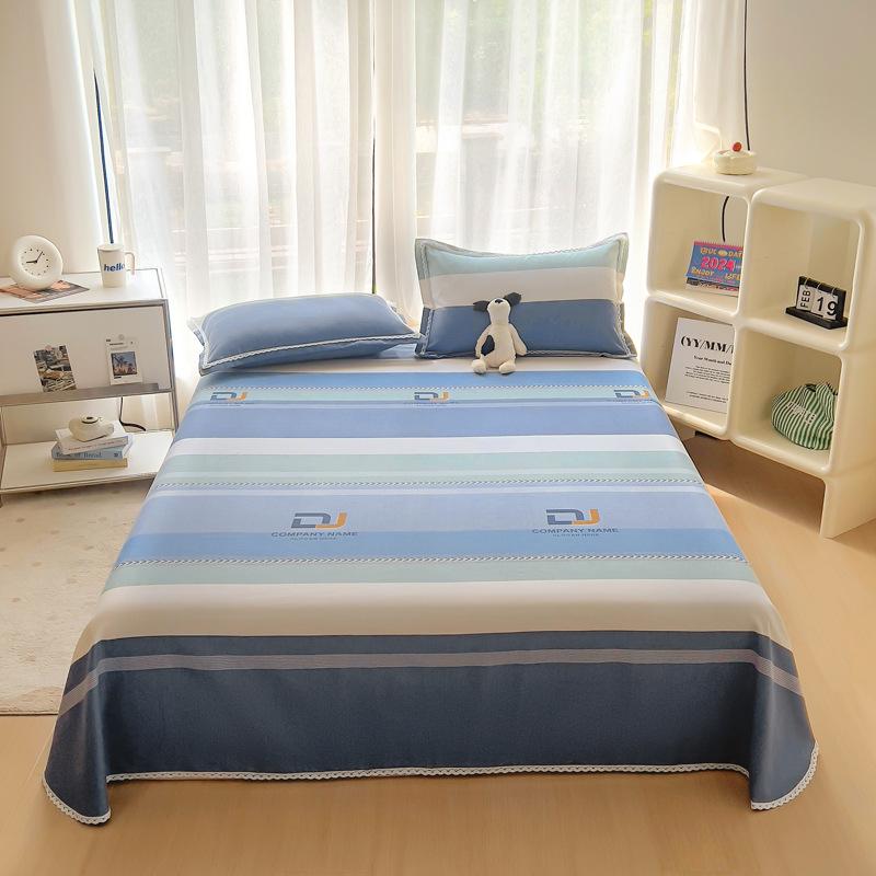 Nantong Wholesale Skin-friendly Cotton Sheets Single Piece Solid Color Washed Cotton Quilt Single Item Single Student Dormitory Polished Kang Single