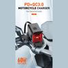 60W Waterproof Motorcycle USB C Fast Charger Handlebar Phone Charger Multi-speed Adjustable Vehicle-Mounted Charger Adapter