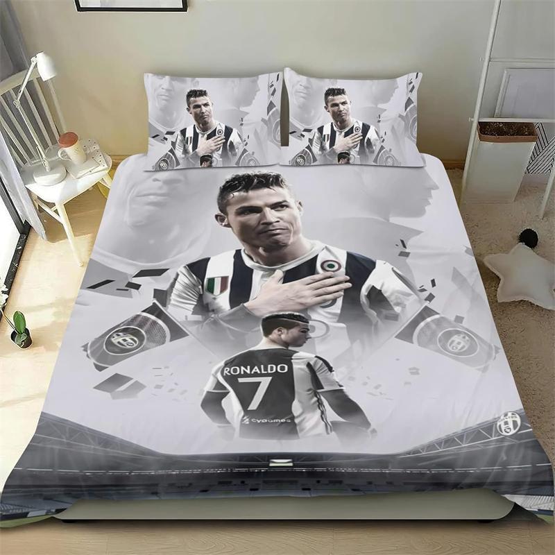 

Football Star Ronaldo Bedding Set Duvet Cover 2/3 Piece Set Single Double Bedroom Decoration Lightweight Comfortable Soft 3D AU Single(140x210cm) бежевый
