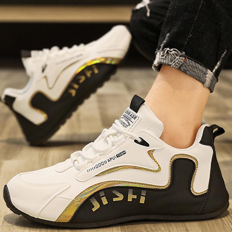 Men's PU Leather Sneakers Mesh Casual Shoes Lightweight Soft Men Sport Running Shoes Platform Vulcanized Shoe 47 Tenis Masculino