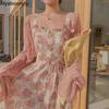 Summer Women Elegant Sweet Midi Sundress Pink Purple Beige Floral Hollow Out Delicate Sleeveless Dress Embroidery Feminine Dress