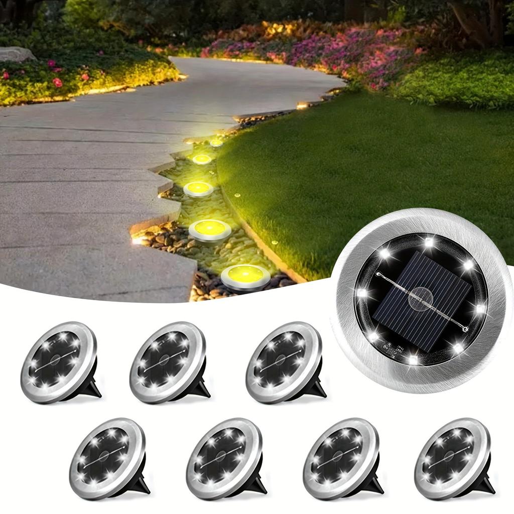 Solar Ground Spotlight Geo Lights,Outdoor Landscape Lights,LED Rotating Disc Lights,Garden Lawn Lighting,Floor Lamp, Pathway Yard Walkway Patio Lawn