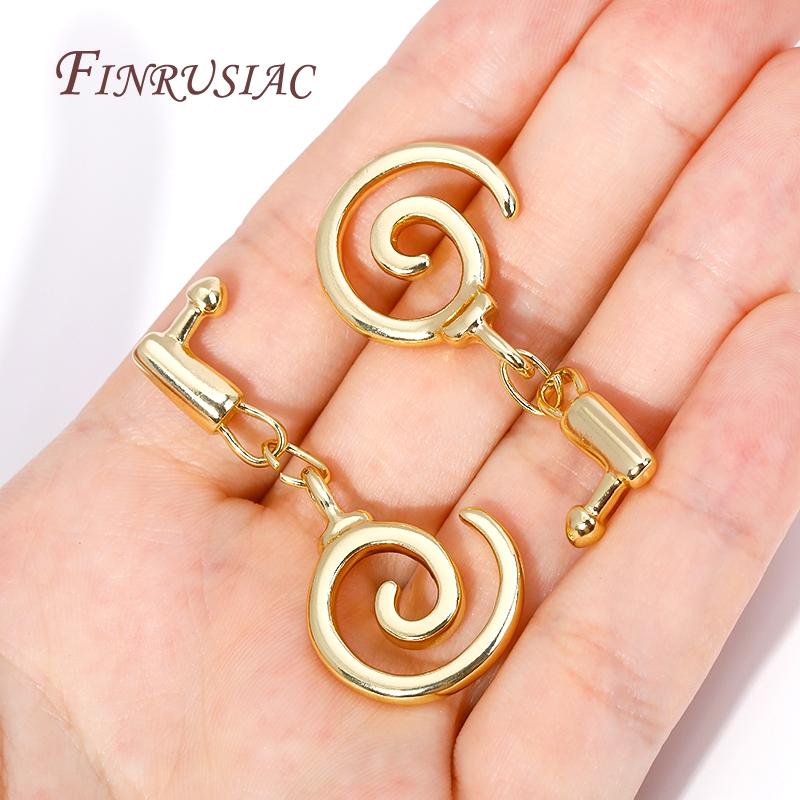 18K Gold Plated Spiral Shape OT Clasps For DIY Bracelet Necklace Components,Brass End Beads Toggle Clasps Supplies For Jewelry
