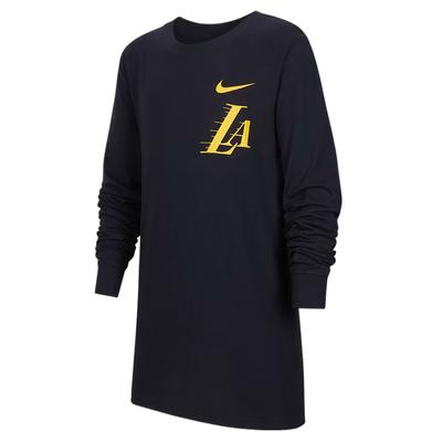 T-Shirt NBA Los Angeles Lakers City Edition Cotton Pullover Long Sleeve Kids Tops IR4007-010