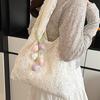 Simple and fashionable shoulder bag flower lace summer gentle fairy beauty large capacity lazy wind hollow commuter tote bag