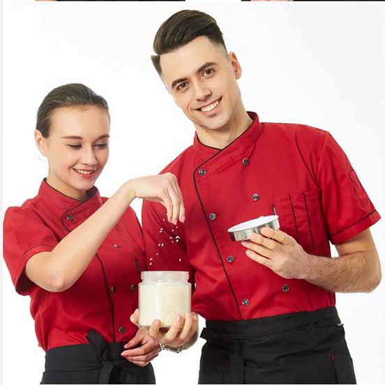 Kochjacke Kurzarm Kochmantel Barista Baker Arbeitsuniform Kellner Restaurant Hotel Kleidung