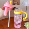 Cartoon Cute Large-Capacity Straw Cup Clear with Handle Water Cup Water Bottle Gifts