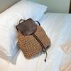 Sommerryggsekk Dame Rattan Straw Bag Casual Hollow Out Dame Vevd Strandveske Ryggsekker Dame Snøring