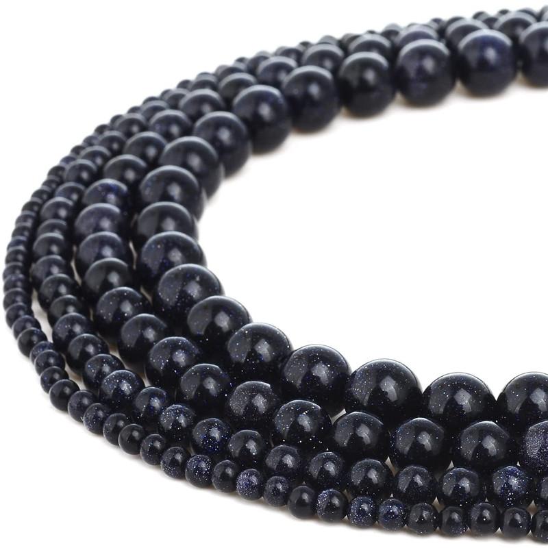 Perline di pietra arenaria blu naturale, scegli la misura 4 mm, 6 mm, 8 mm e 10 mm per realizzare perline distanziatrici sciolte per gioielli.