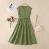ZANZEA Women Casual Round Neck Solid Color Summer Short Sleeve Dress