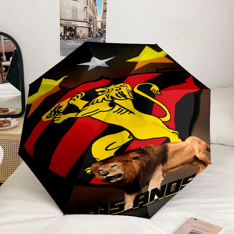 Football Club Emblem Lion Umbrella 8-Frame for Travel, Camping, Casual Lightweight Portable Umbrella, Essential for Every Family Holidays Gift