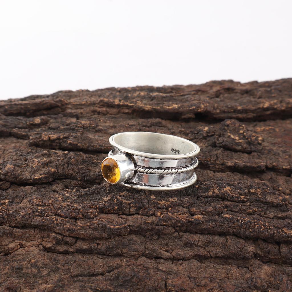 Citrine Gemstone Ring, Handmade Silver Jewelry, 925 Sterling Silver Dainty Ring, Women's Jewelry Gift For Her