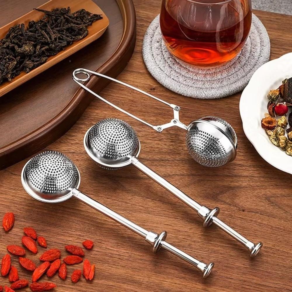 Portable Stainless Steel Tea Strainer Mesh Filter Reusable Tea Filter Long Handle Durable Tea Ball Infuser Home Office