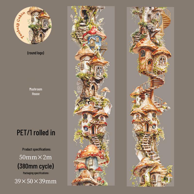Fantasy Cabin Series: Beautiful Day Treehouse Seamless PET Tape - Decorative Journal Stickers