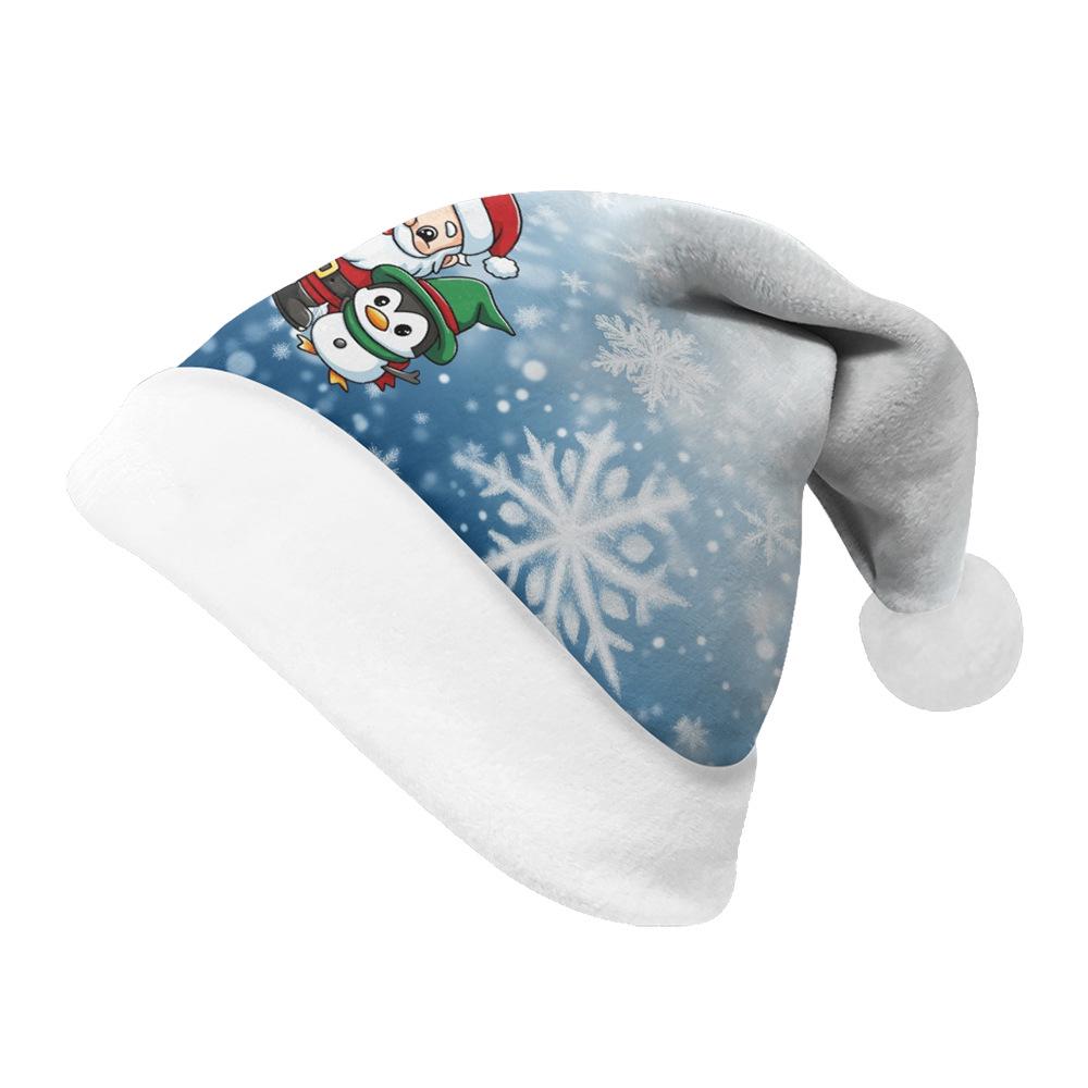 Czapka Świętego Mikołaja 2024: Dwustronny plusz z aksamitnym nadrukiem dla dorosłych i dzieci