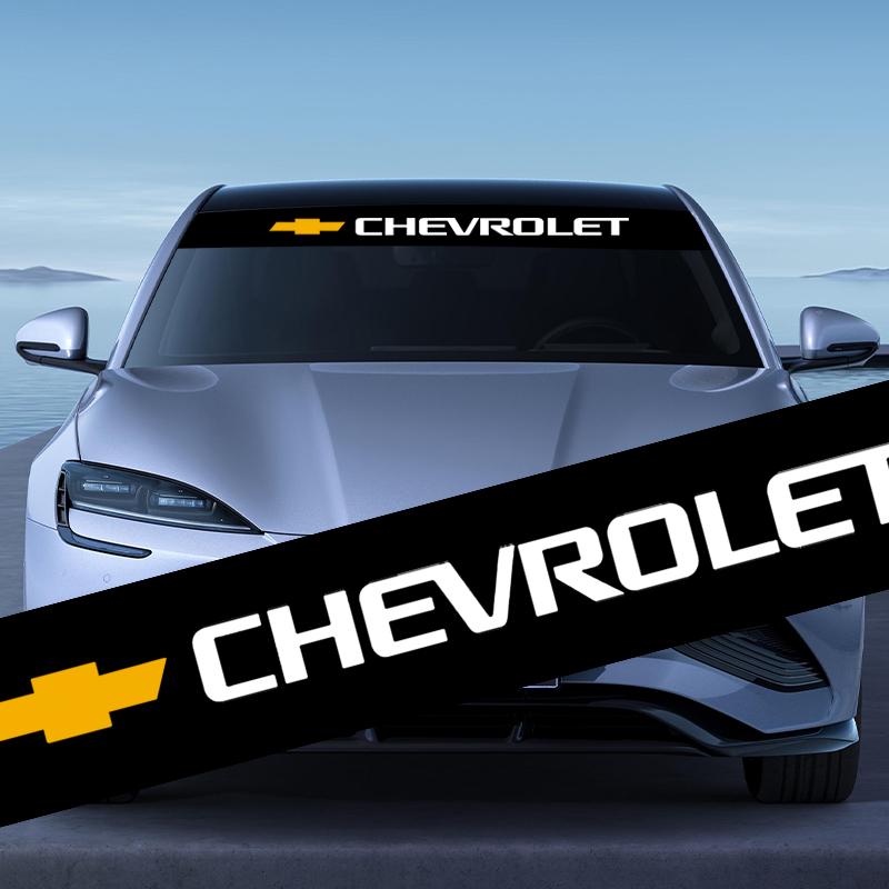npvc6 1pcs Car front window shade decorative sticker Accessories Fit For Chevrolet Silverado Impala Malibu Equinox Cruze Blazer Spark