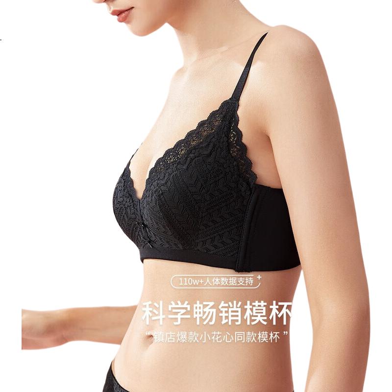 Dushiliren Women's Modal Underwear, Baby Skin Cotton Lace Wireless Push-Up Sweet Bra, 2B15C4