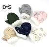 1 Pair Children Winter Mittens Thick Plush-lined Windproof Cartoon Dinosaur Cold Weather Outdoor Gloves Adjustable Fasten Strap Anti-Slip Ski Gloves