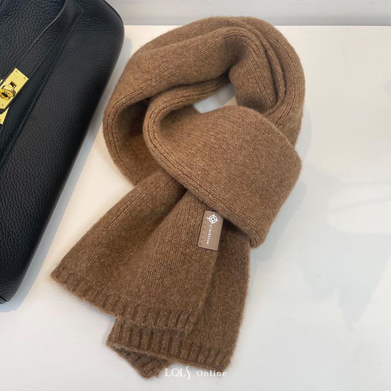 Wool Blended Knitted Solid Color Wool Couple Small Scarf Korean Style Thickened Warm Versatile Scarf