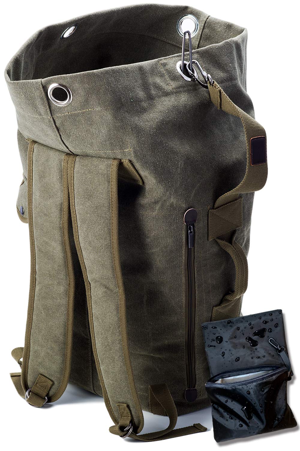 

[KIRIRU] Rugged x Canvas Men s Backpack, Large Capacity (Waterproof Rain Cover & Storage Bag Included), 20L - 30L, Durable Cotton Canvas Backpack,