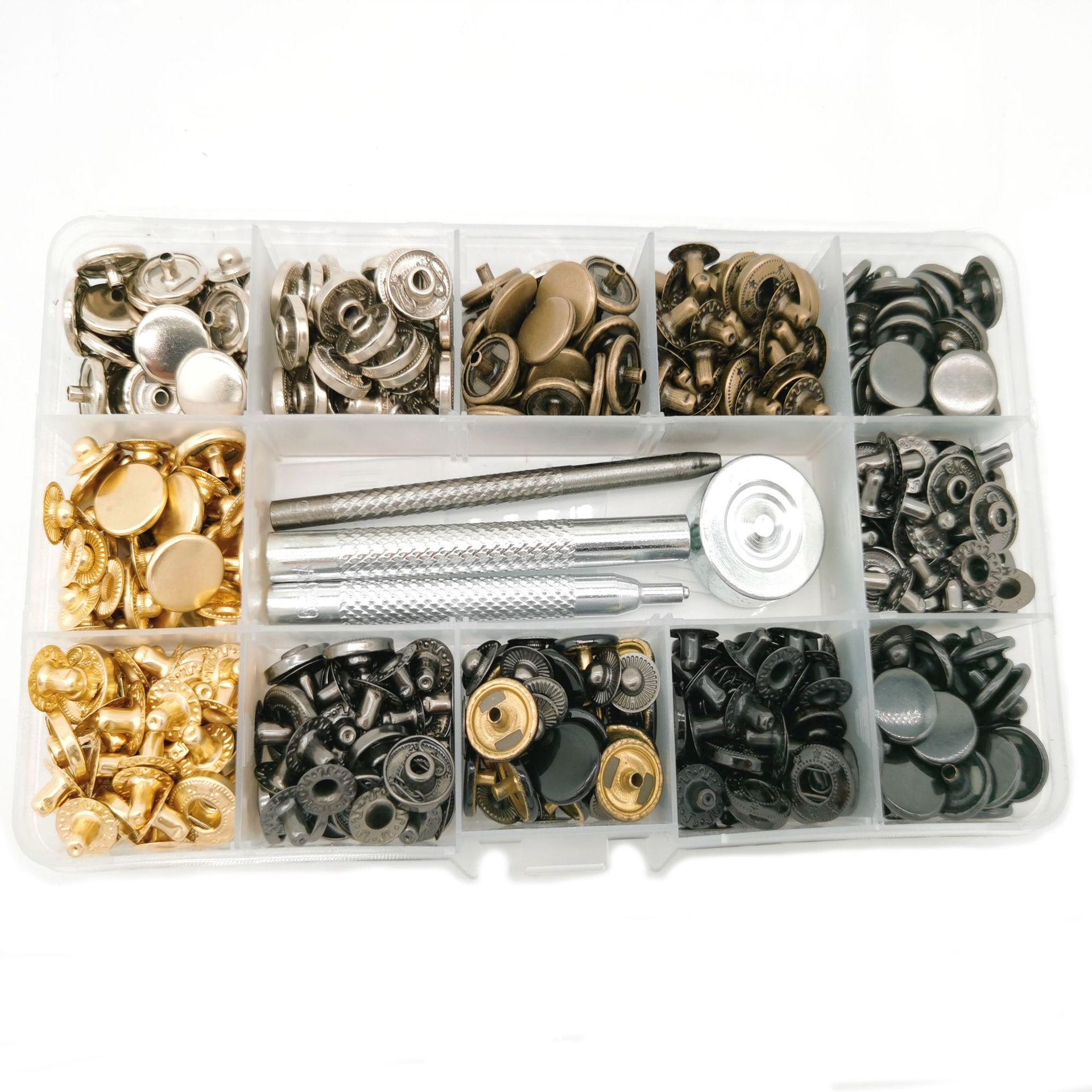 

12.5mm Copper Four-Hole Snap Fastener Set for Jackets and Luggage 60 sets snap fasteners + installation tool