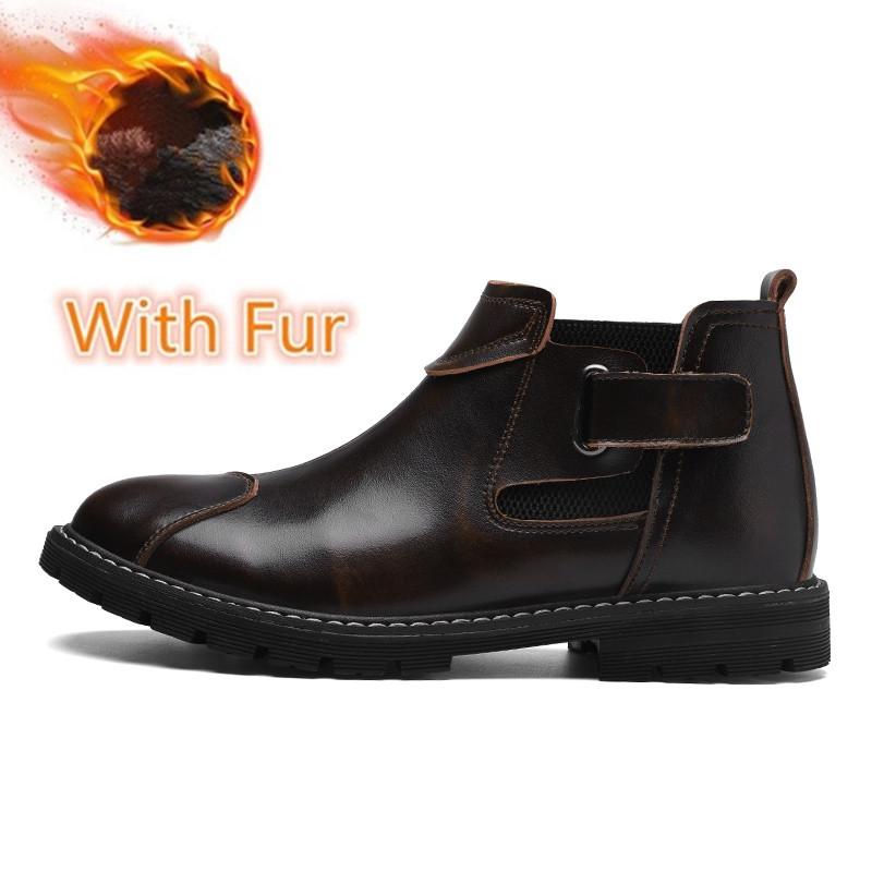Winter Chelsea Boots Men Leather Shoes Men Ankle Boots Fashion Brand Male Footwear 2024 Classic Platform Shoes Retro Brogue Shoe