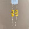 Elegante Osmanthus-Perlenohrringe Elegante Gelbe Blumenohrringe für Damen Lange Quasten Florale Ohrringe Statement-Schmuck