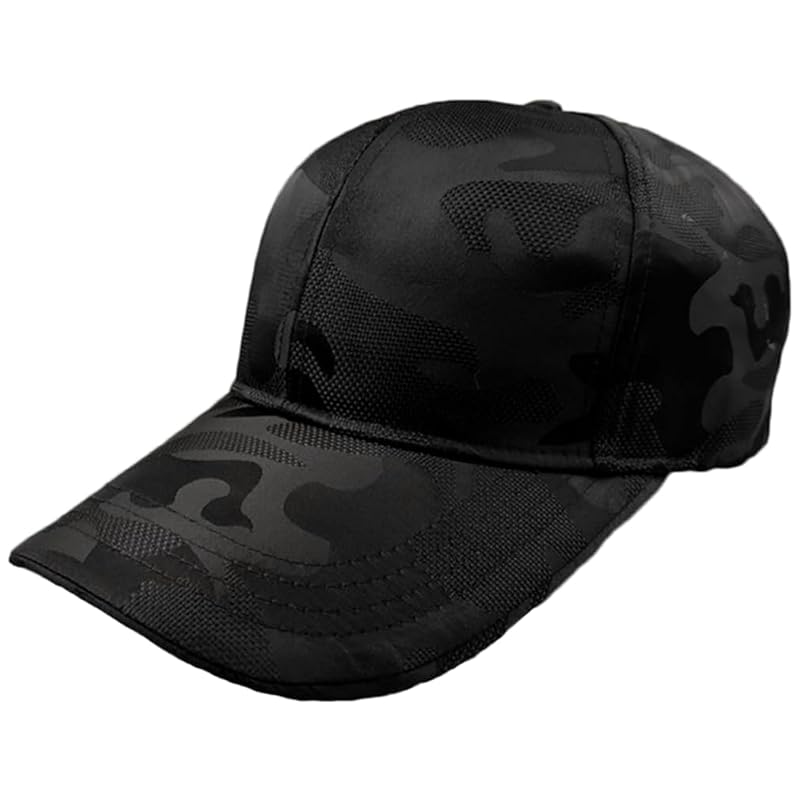

[Spargel] men s cap Large size (up to 65cm) Deeper hat camouflage baseball cap camouflage black gray (Black, no logo)