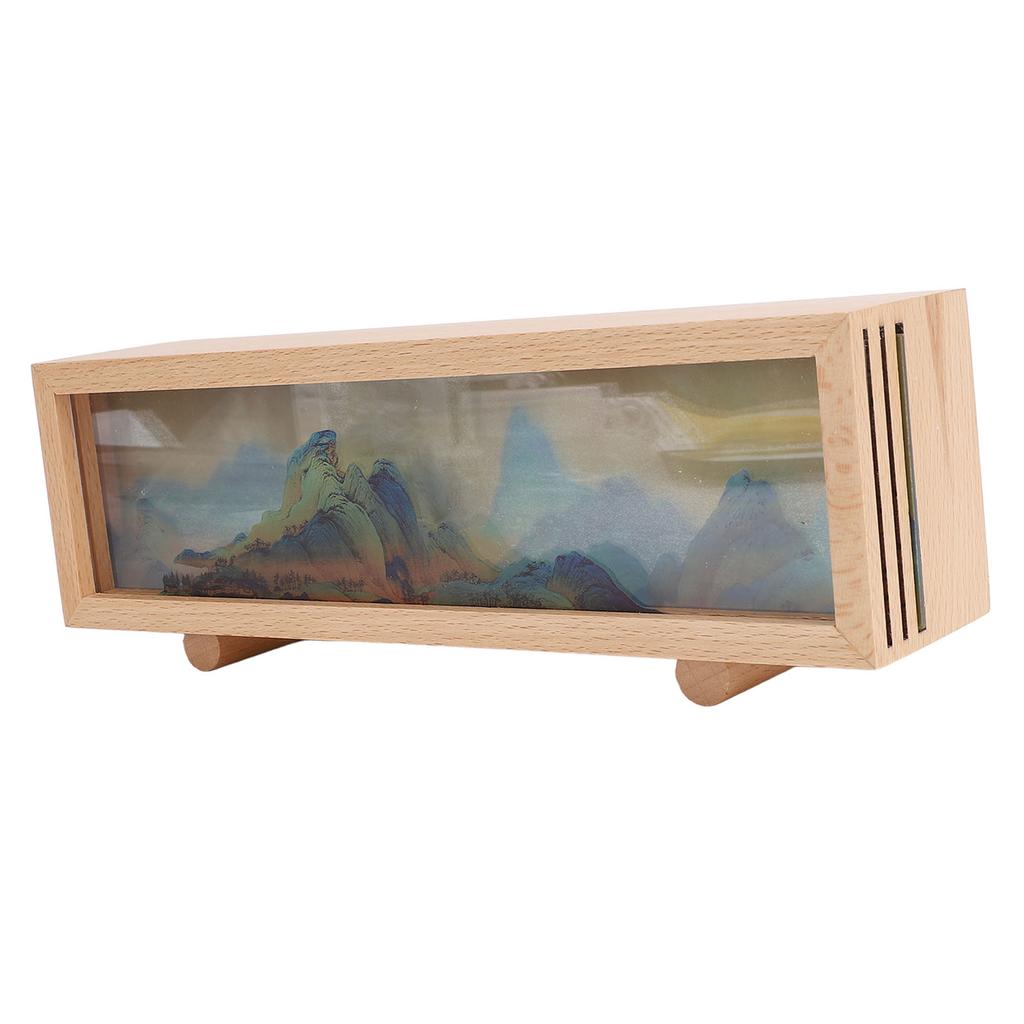 Desktop Lamp Box Rechargeable LED Acrylic Solid Wood Touch Control Stepless Dimming Landscape Night