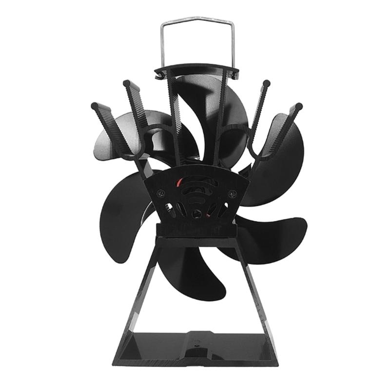 6 Blade Fireplace Heat Distribution Stove Fan Log Stove Thermal Power Quiet