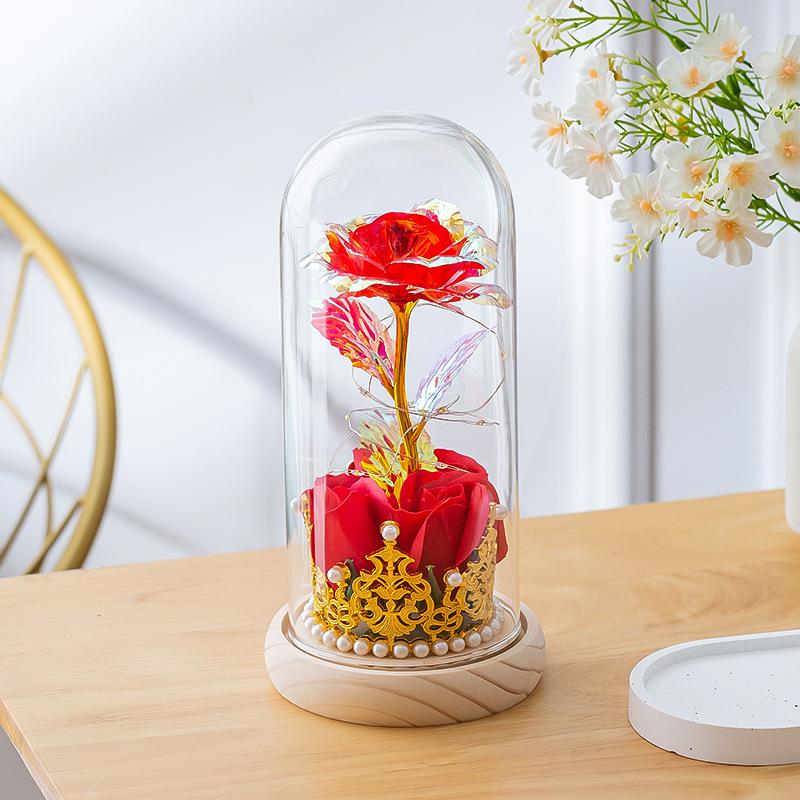 Led Rose Decoration Light Exquisite Desktop Decorative Light Valentine'S Day Gift Lamp High Fidelity Artificial Flower Ornament